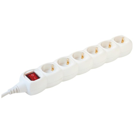 home Produžni kabl, 6 utičnice, prekidač, 1.0mm², 3 met, bijeli - NV 6K-3/W