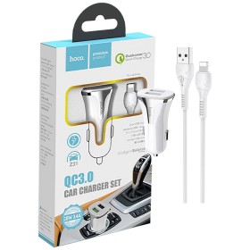 hoco. Auto punjač sa Lightning kabelom, QC, 2 x USB,  3.1 A - Z31 Universe double port, Lightning