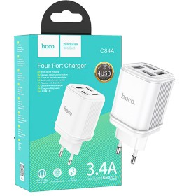 hoco. Punjač kućni, 4xUSB, 3.4A, za smartphone , tablete... - C84A Resolute White