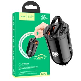 hoco. Auto punjač za smartphone , PD + QC3.0, 2 x USB, 4.8 A, crna - NZ2 Link Black