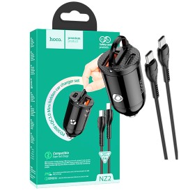 hoco. Auto punjač sa type C kabelom, PD + QC3.0, 2 x USB, 4.8 A - NZ2 Link, type C, Black